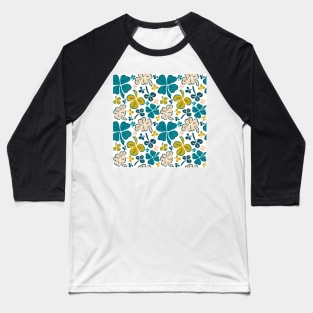 Copy of Green Lucky Clover Hand Drawn Pattern Baseball T-Shirt